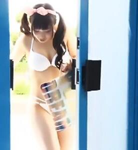 【マジックミラー号】黒髪ツインテールのビキニ娘を海ナンパ！オナニーを見せつけられ絶倫ちんぽで種付けファック