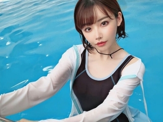 【深田えいみ】プールでおぼれた男を助けてくれる♡「動いちゃダメだよ❤」競泳水着の美女とﾌﾟｰﾙでSEX