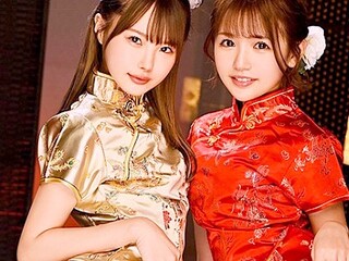 【松本いちか×永瀬ゆい】チャイナドレスのロリ娘がチクビ弄りやセンズリして回春プレイ♬♬フォーメーションフェラしたら騎乗位挿入